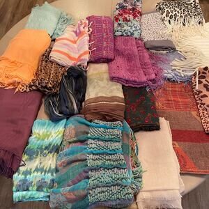 Scarf and Wrap Lot of 20 Various Sizes Patterns and Styles